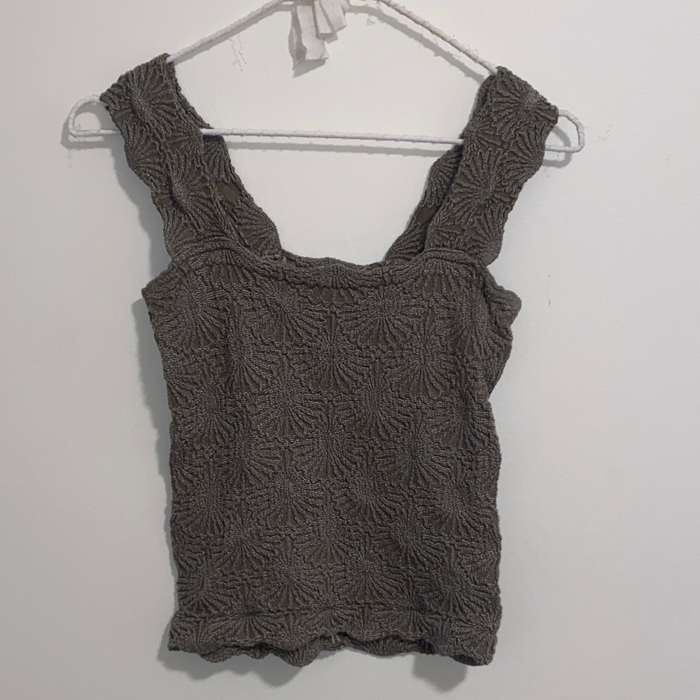 Free People Textured Tank Top in army green